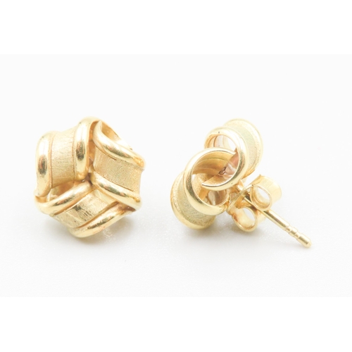 491 - Pair of 9 Carat Yellow Gold Knot Form Earrings 1cm High