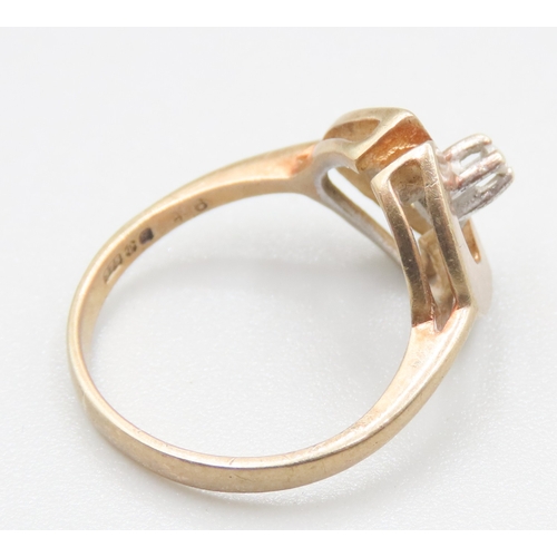 496 - Unusual Form Diamond Set Ring Mounted in 9 Carat Yellow Gold Ring Size J and a Half