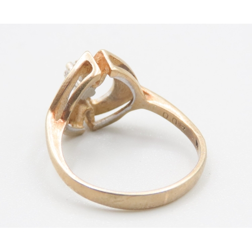 496 - Unusual Form Diamond Set Ring Mounted in 9 Carat Yellow Gold Ring Size J and a Half