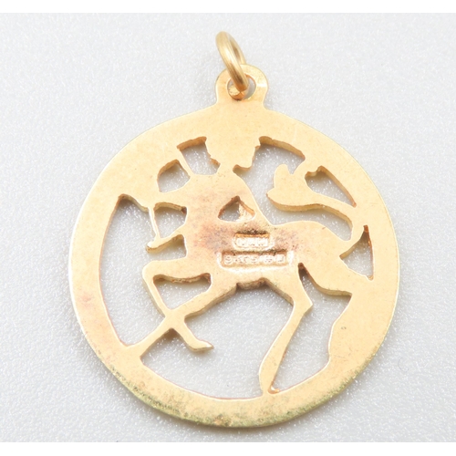 512 - 9 Carat Yellow Gold Sagittarius Pendant 1cm High