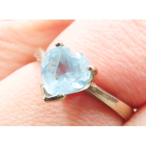 531 - Sky Blue Topaz Heart Form Single Stone Ring Mounted in 9 Carat Yellow Gold Ring Size N