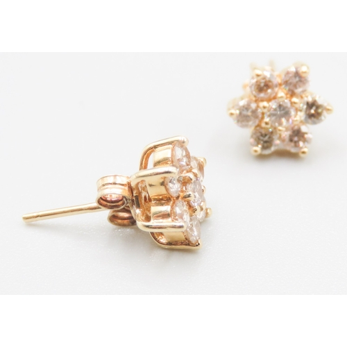 534 - Pair of Diamond Ladies Daisy Cluster Earrings set in 18 Carat Yellow Gold 9mm High Diamond Carat Wei... 