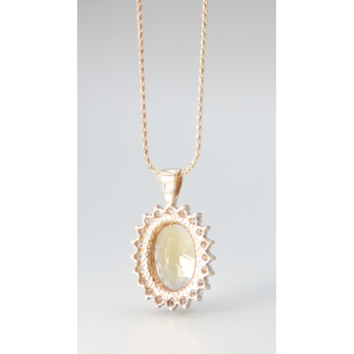 55 - Citrine of 7.5ct Set Pendant with Twenty Diamond Set Halo Surround Mounted in 18 Carat Yellow Gold 2... 