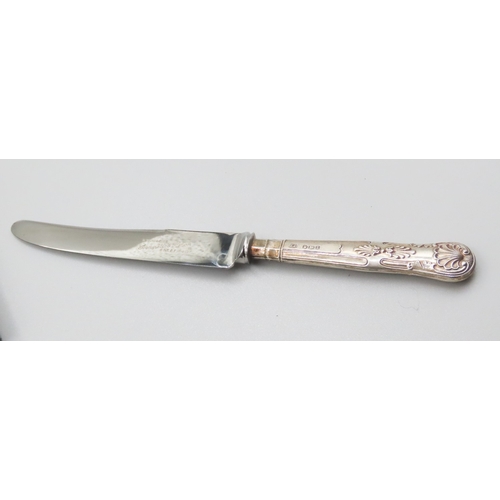 551 - Set of Six Silver Handle Bennett & Heron Sheffield Stainless Steel Butter Knives with Original Case