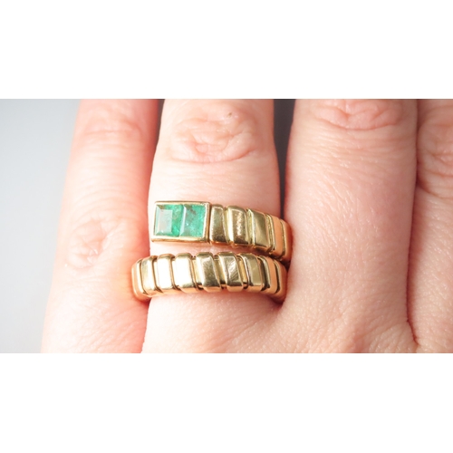 56 - Emerald Twin Stone Set Wrap Around Ring Mounted in 18 Carat Yellow Gold Size O and Expandable