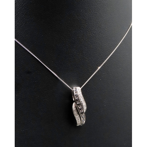 680 - Diamond Set Pendant Mounted in 9 Carat White Gold 2cm High Set on 9 Carat White Gold Chain 46cm Long