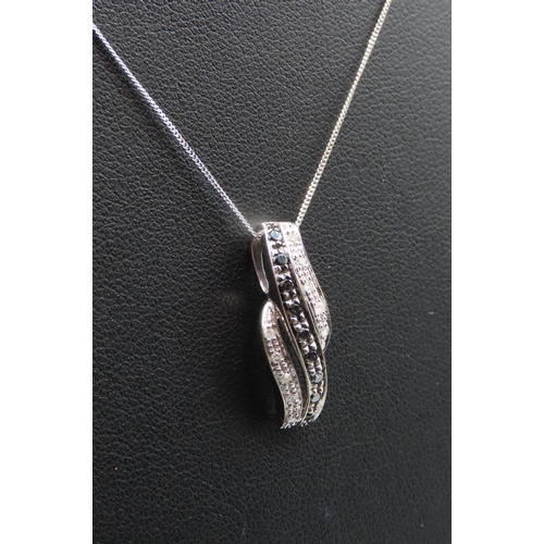 680 - Diamond Set Pendant Mounted in 9 Carat White Gold 2cm High Set on 9 Carat White Gold Chain 46cm Long