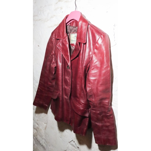 697 - Woodlands London Special Edition Burgundy Leather Ladies Blazer Size 12