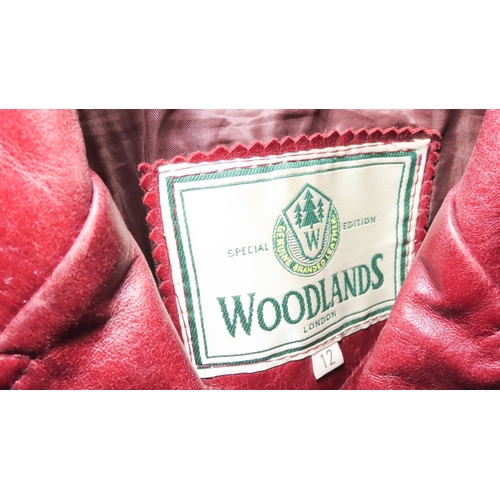 697 - Woodlands London Special Edition Burgundy Leather Ladies Blazer Size 12