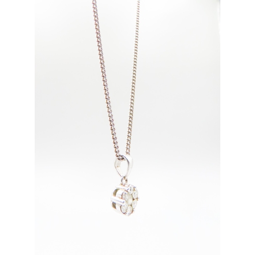 74 - Diamond Set Cluster Pendant Mounted in 9 Carat White Gold 1.5cm Drop Set on 9 Carat White Gold Chain... 