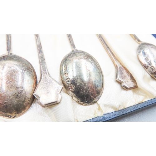 78 - Set of Six Silver Tea Spoons with Original Presentation Case 10cm Long