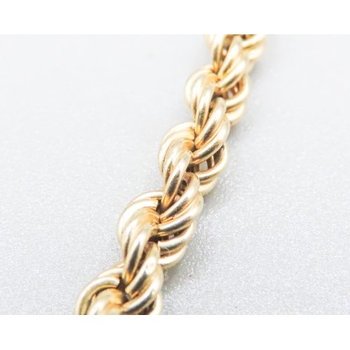 82 - 9 Carat Yellow Gold Rope Chain Bracelet 18.5cm Long