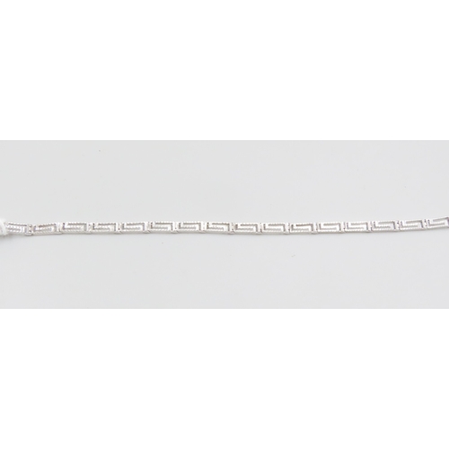 90 - 9 Carat White Gold Geometric Form Link Bracelet 19.5cm Long