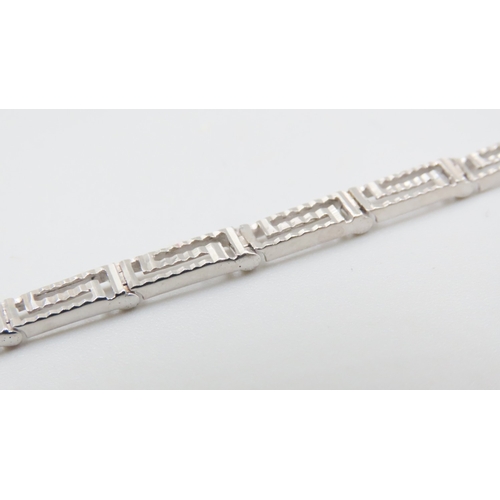 90 - 9 Carat White Gold Geometric Form Link Bracelet 19.5cm Long