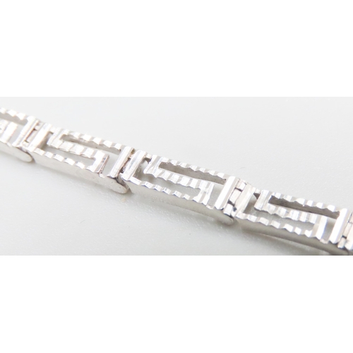 90 - 9 Carat White Gold Geometric Form Link Bracelet 19.5cm Long