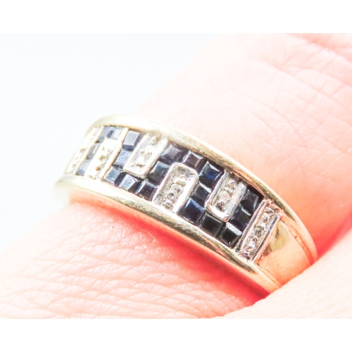 93 - Sapphire and Diamond Set Ladies Ring Attractively Detailed Mounted in 9 Carat Yellow Gold Ring Size ... 