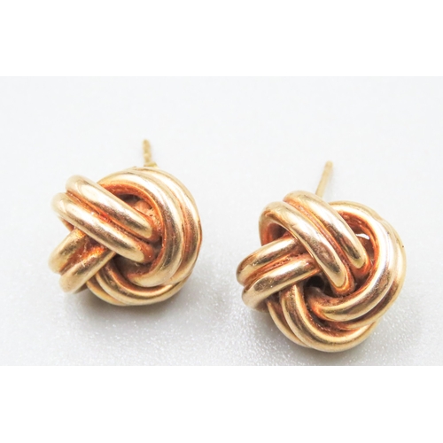 96 - Pair of 9 Carat Yellow Gold Knot Form Earrings 1.5cm High