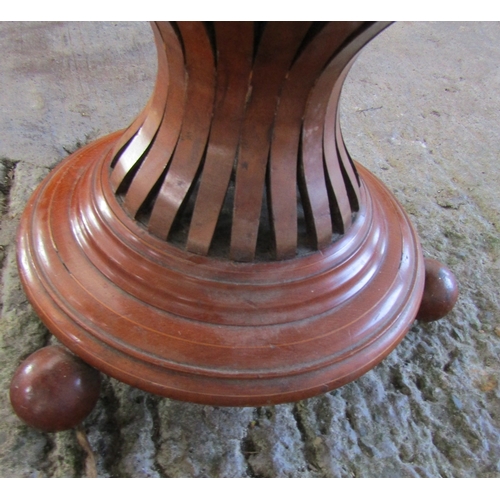 1716 - Antique Mahogany Planter with Brass Inner Liner Swing Handle above Bun Supports