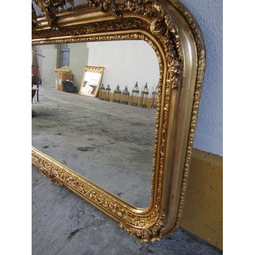 1718 - Gilded Mirror with Upper Cherub Motif Decoration Approximately 56 Inches Wide x 36 Inches High