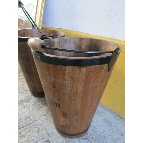 1950 - Pair of Bollinger Hardwood Grape Harvest Buckets swing Carry Handles Each Approximately 24 Inches Hi... 