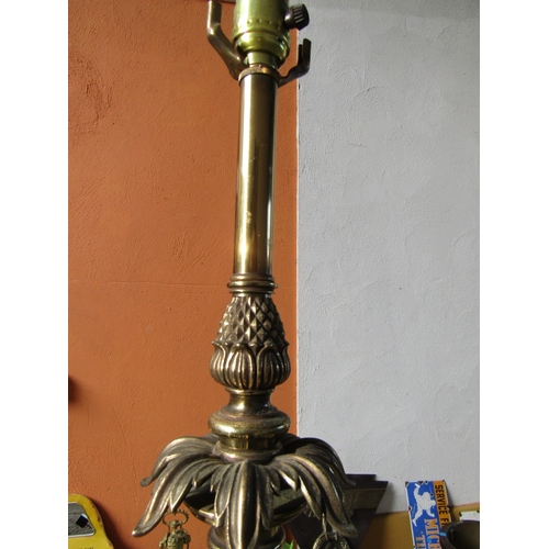 1952 - Tall Form Table Lamp with Cut Crystal Inset Cast Brass Approximately 32 Inches High