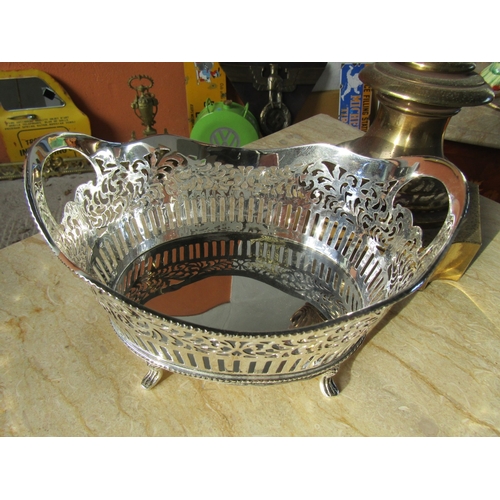 1954 - Silver Plated Bread Roll Table Basket Shaped Supports Approximately 8 Inches Wide