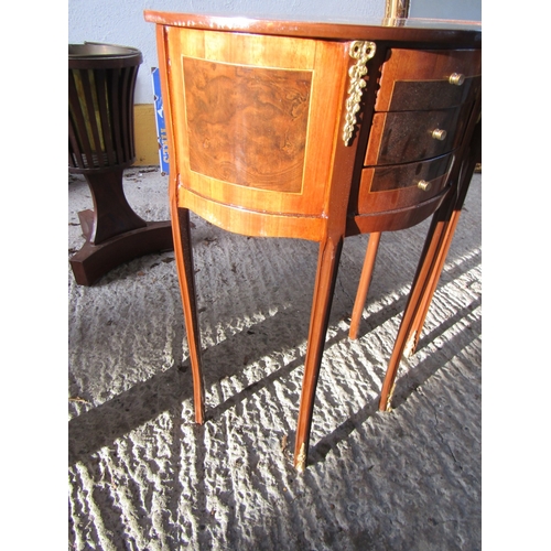 1955 - Pair of Demi-Lune Side Lockers Ormolu Mounted Three Drawers to Each Approximately 18 Inches Wide