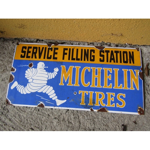 1957 - Michelin Tyres Garage Advertising Enamel Wall Sign Approximately 15 Inches Wide