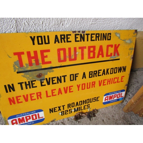 1958 - Australian Outback Enamel Warning Sign Approximately 18 Inches Wide