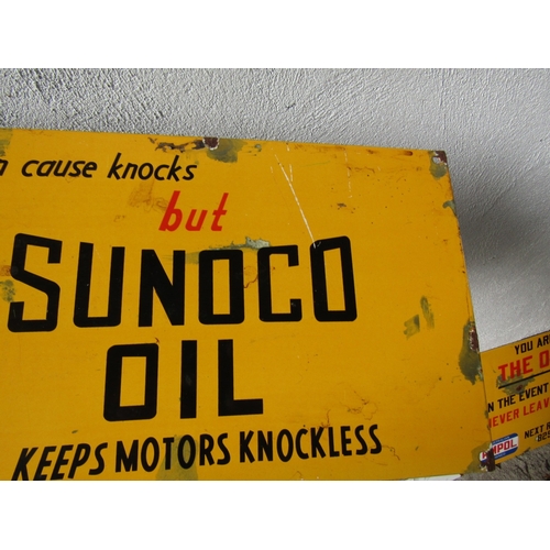 1960 - Sunco Oil Garage Advertising Enamel Wall Sign Approximately 18 Inches Wide