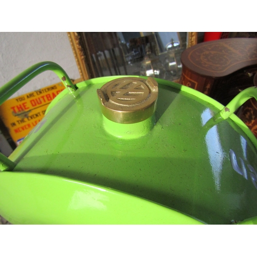 1961 - Volkswagen Enamel on Tin Jerry Can Circular Form with Original Cast Brass Screw Cover