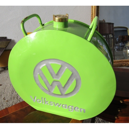 1961 - Volkswagen Enamel on Tin Jerry Can Circular Form with Original Cast Brass Screw Cover