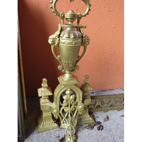 1965 - Antique French Fire Fender with Urn Form End Supports Adjustable Width 3ft 6 Inches to 4ft 6 Inches