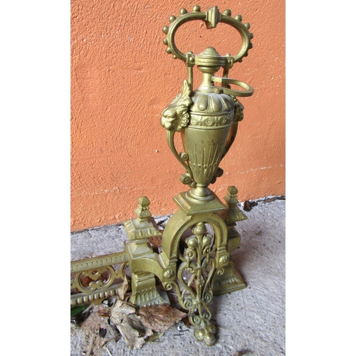 1965 - Antique French Fire Fender with Urn Form End Supports Adjustable Width 3ft 6 Inches to 4ft 6 Inches