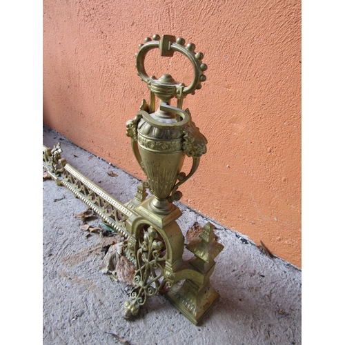 1965 - Antique French Fire Fender with Urn Form End Supports Adjustable Width 3ft 6 Inches to 4ft 6 Inches