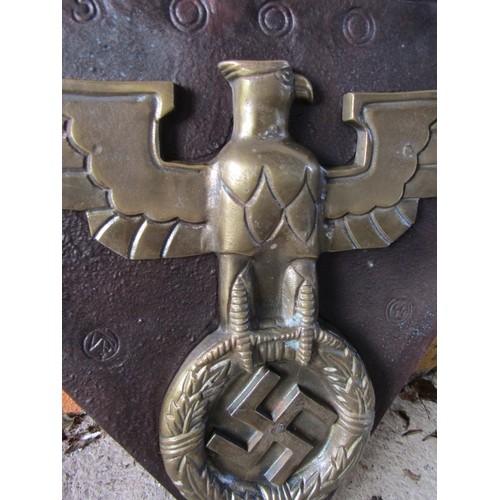 1966 - German Military Cast Iron and Brass Mounted Wall Sign Triangular Form Approximately 24 Inches Wide x... 