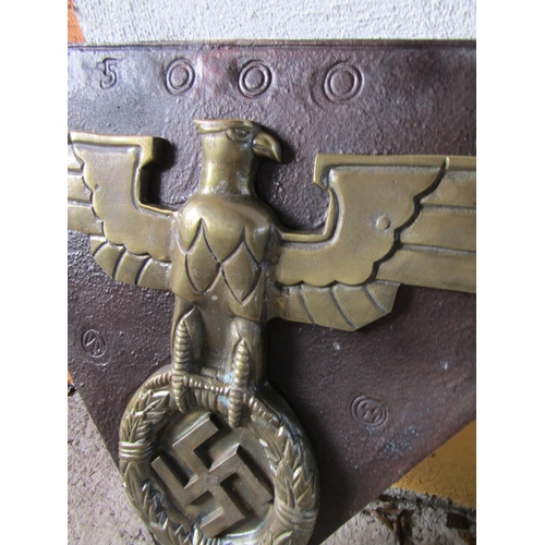 1966 - German Military Cast Iron and Brass Mounted Wall Sign Triangular Form Approximately 24 Inches Wide x... 