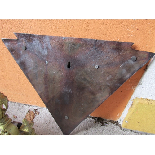 1966 - German Military Cast Iron and Brass Mounted Wall Sign Triangular Form Approximately 24 Inches Wide x... 