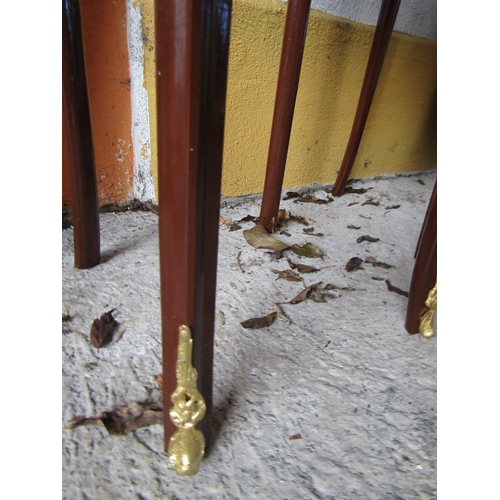 1967 - Pair of Oval Form Kingwood Side Lockers Ormolu Mounted Three Drawers to Each Approximately 14 Inches... 