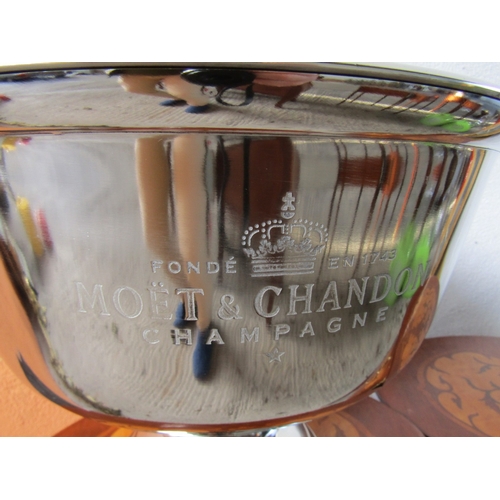 1968 - Four Bottle Chrome Plated Champagne Table Top Cooler on Turned Pedestal Base Approximately 18 Inches... 