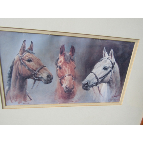 1972 - Fine Art Print The Three Champions Arkle Red Rum and Desert Orchid Approximately 16 Inches Wide x 10... 