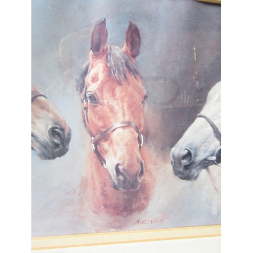 1972 - Fine Art Print The Three Champions Arkle Red Rum and Desert Orchid Approximately 16 Inches Wide x 10... 