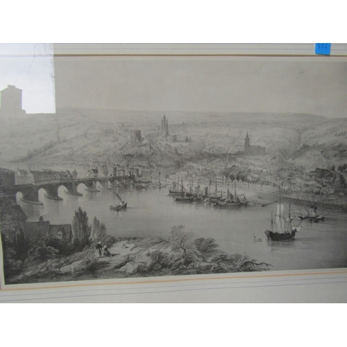 1974 - Watercolour Coastal Scene and Engraving River Scene Town Beyond Largest Approximately 16 Inches High... 