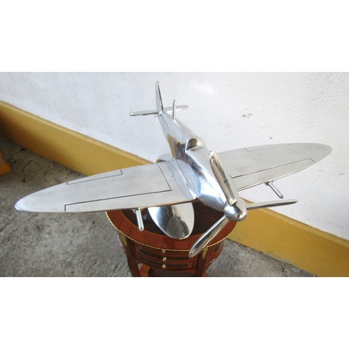 1570 - Chrome Plated Table Top Aeroplane Model on Integral Stand Approximately 16 Inches High x 22 Inches W... 