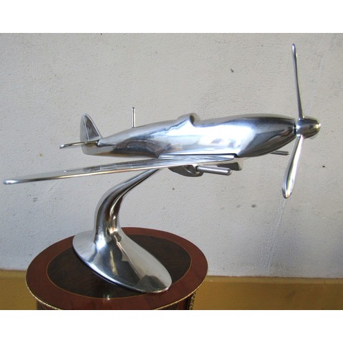 1570 - Chrome Plated Table Top Aeroplane Model on Integral Stand Approximately 16 Inches High x 22 Inches W... 