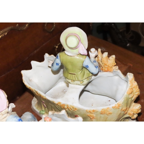 1055 - Pair of Figural Form Continental Porcelain Table Dishes Each Approximately 10 Inches Wide x 9 Inches... 