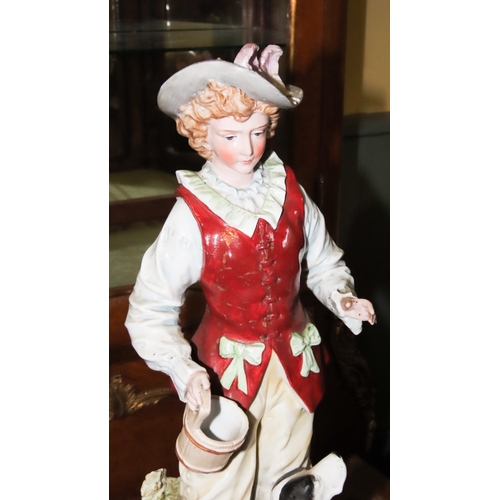 1057 - Continental Porcelain Figure of Gentleman with Hound Approximately 14 Inches High