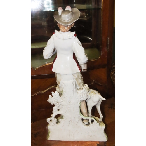 1057 - Continental Porcelain Figure of Gentleman with Hound Approximately 14 Inches High