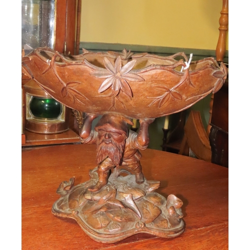 1069 - Carved Treen Possibly Walnut Figural Form Novelty Table Fruit Dish Attractively Detailed Approximate... 