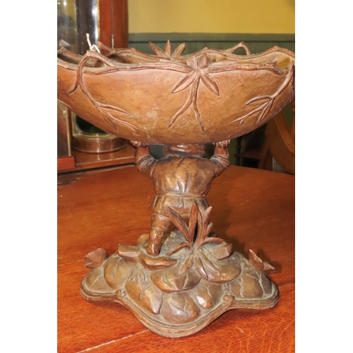 1069 - Carved Treen Possibly Walnut Figural Form Novelty Table Fruit Dish Attractively Detailed Approximate... 